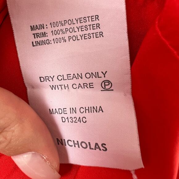 NICHOLAS Phoenix Red Orange Sleeveless V-Neckline Flounce Hem Dress Size 4 - Picture 10 of 10